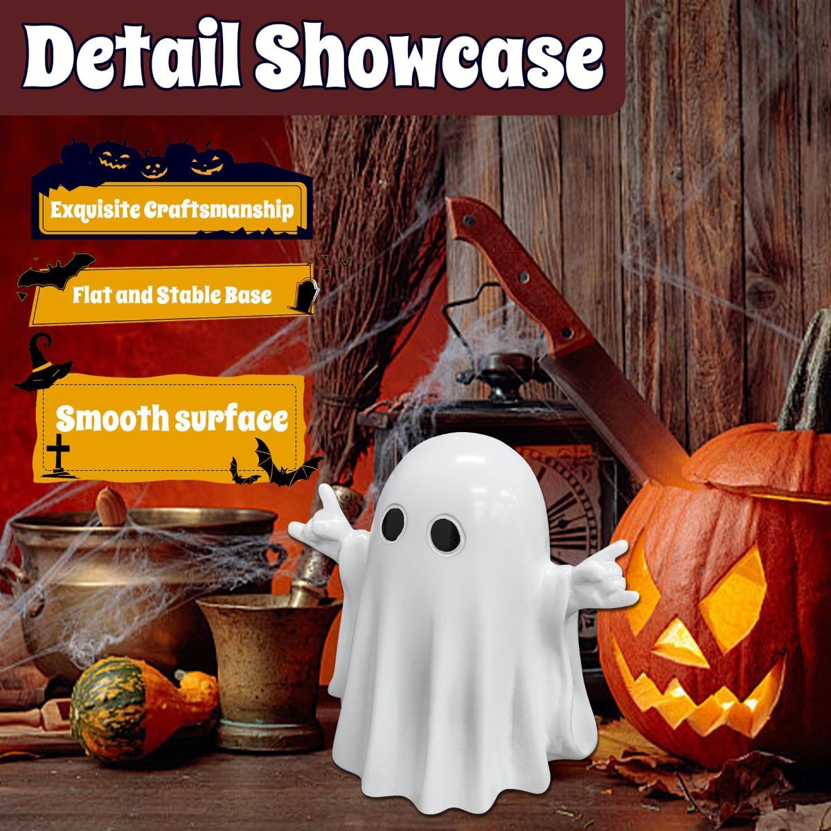 Halloween Ghost Figurine - Funny Ghost Statue, Cute Rock Ghost for Gift Props Tabletop Home Decor Ghosts Halloween Decorations Indoor