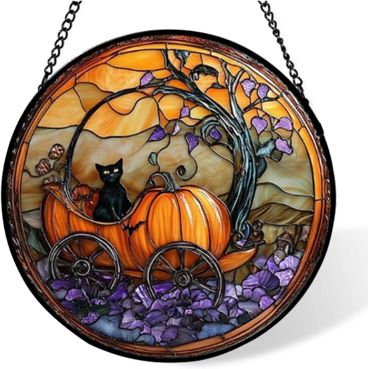 Stained Glass Window Hanging-Halloween Decorations Pumpkin Suncatcher, Fordoorsgar Denindoor Spooky Funny Sun Catchers Gothic Decor Horror Womenmen Friend - B - Size 20cm*20cm