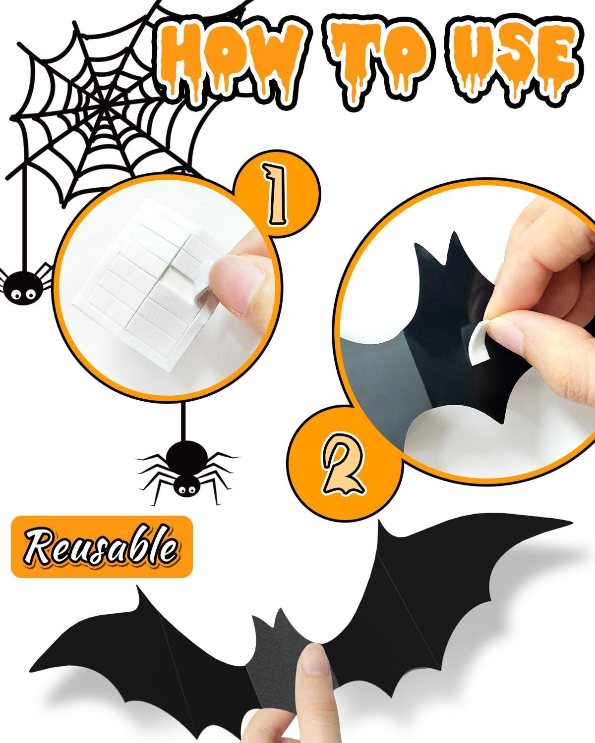 120 Pcs 3D Halloween Decorations Bats Decor,4 Sizes Bats Wall Decor Indoor | Scary Bat Stickers, Halloween Decorations for Bedroom Bathroom, Door Wall Party Decorations