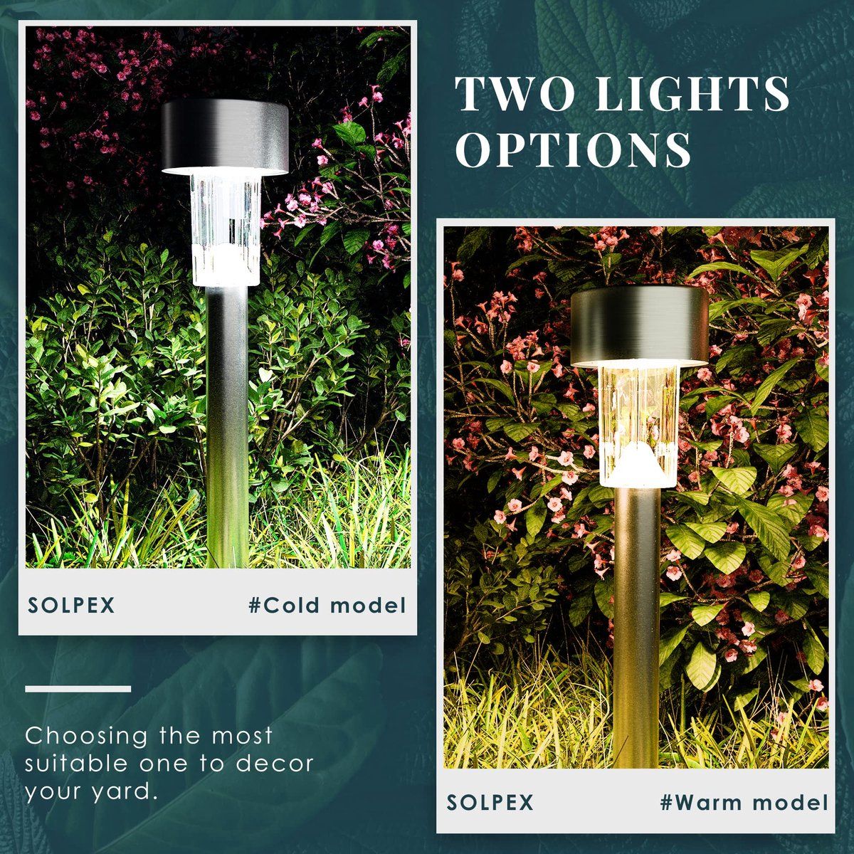 10 Pieces Solar LED Garden Lights, Stainless Steel Outdoor Path Lights for Lawn, Garden Paths and Party Decoration, Multicolor
