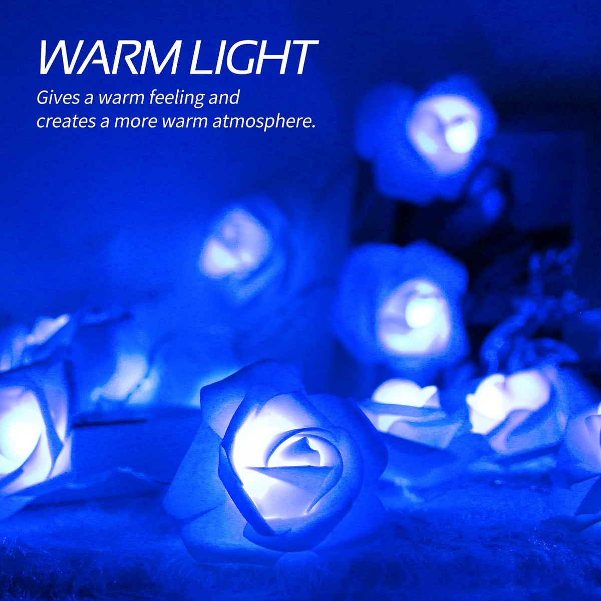 1 Piece Blue Rose LED Fairy Lights for Bedrooms, Weddings and Party Decor, Decorative Flower String Lighting for Indoor Ambience