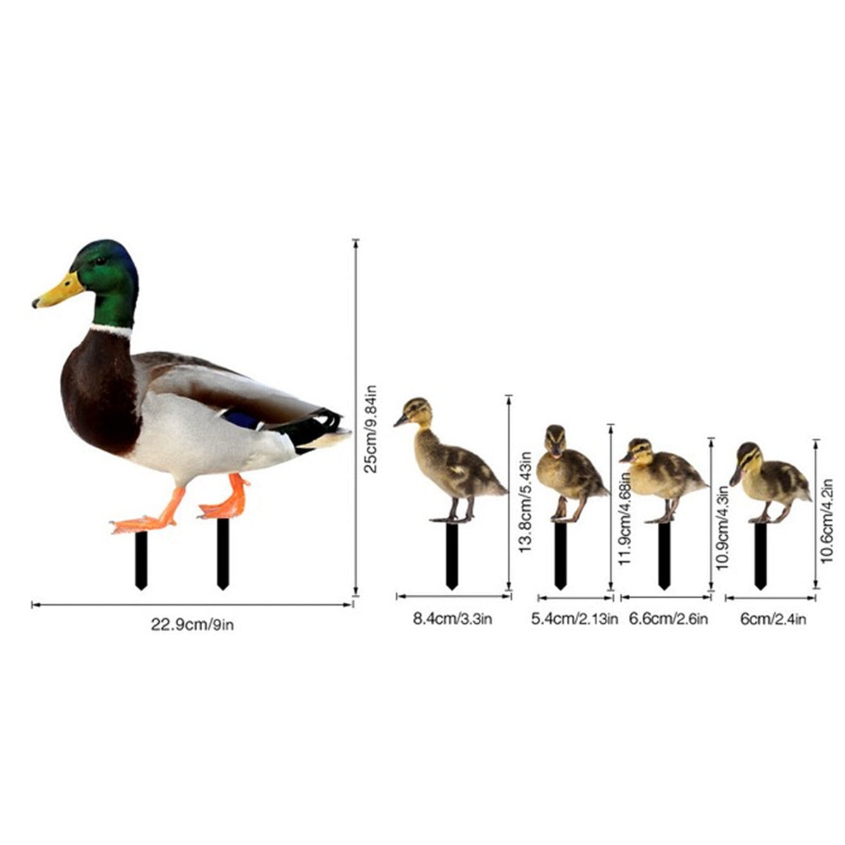 5Pcs Garden Duck Stakes, Three-dimensional, Dual-sided, Yard Sign, Metal Duck Garden Stakes, Yard Art for Lawn Outdoor Decoration Multicolor