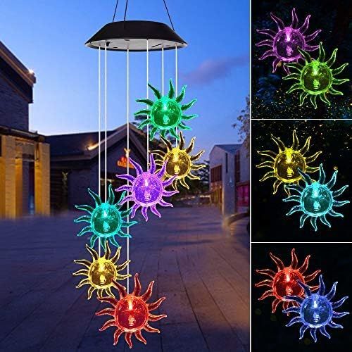 Sun Flower Solar Wind Chimes,gradening Gift  Birthday Day,Perfect for Patio Solar Light Yard Decor for Christmas