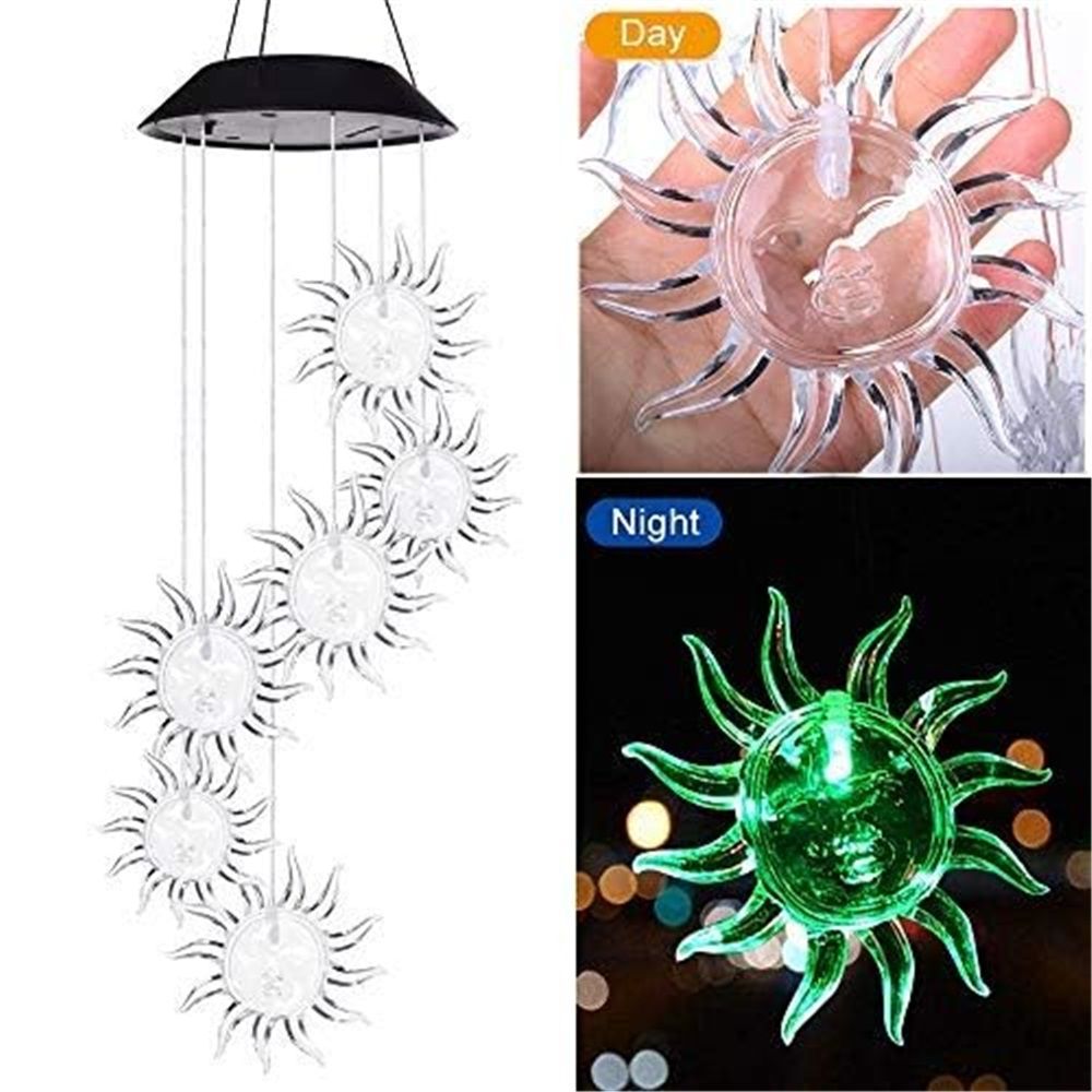 Sun Flower Solar Wind Chimes,gradening Gift  Birthday Day,Perfect for Patio Solar Light Yard Decor for Christmas