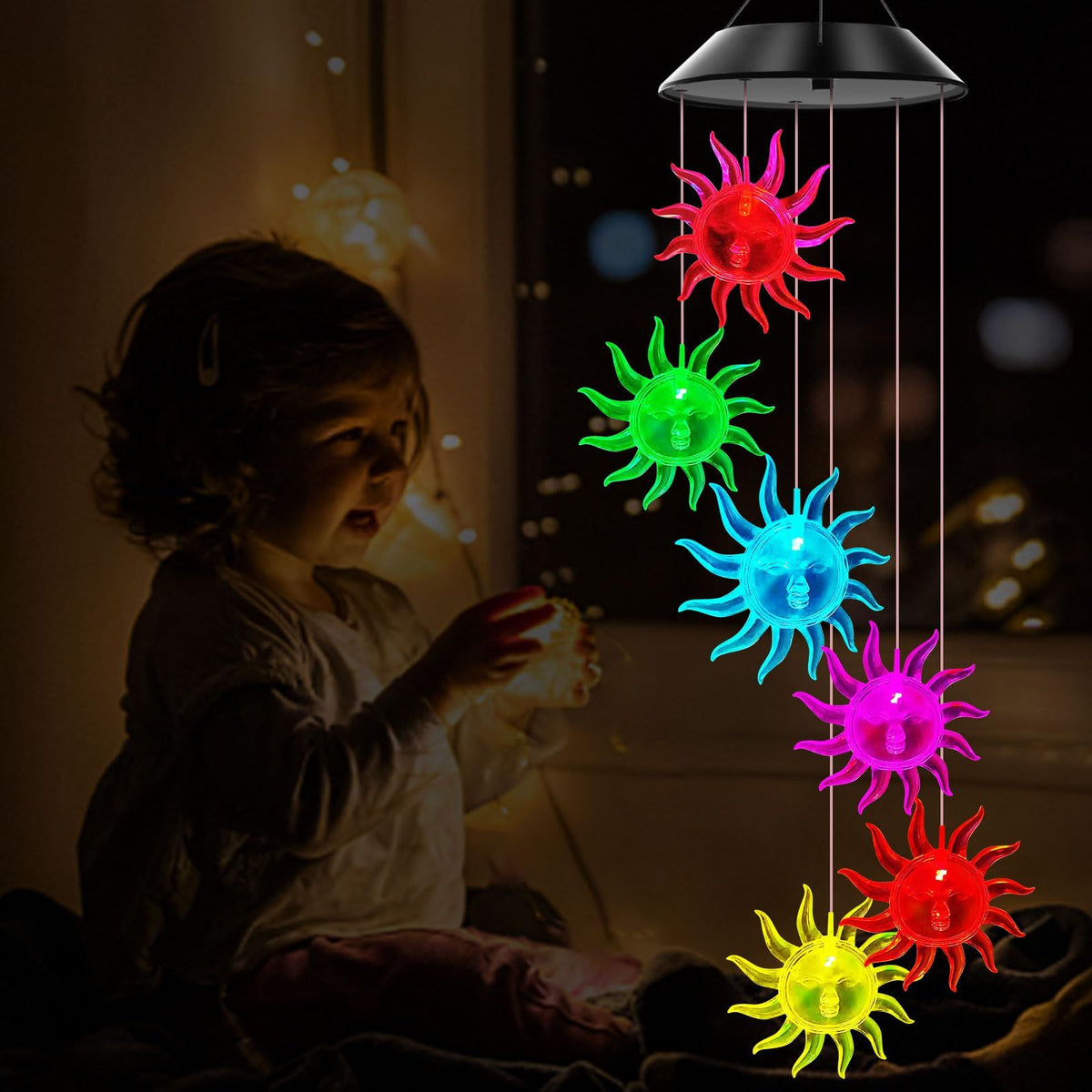 Sun Flower Solar Wind Chimes,gradening Gift  Birthday Day,Perfect for Patio Solar Light Yard Decor for Christmas