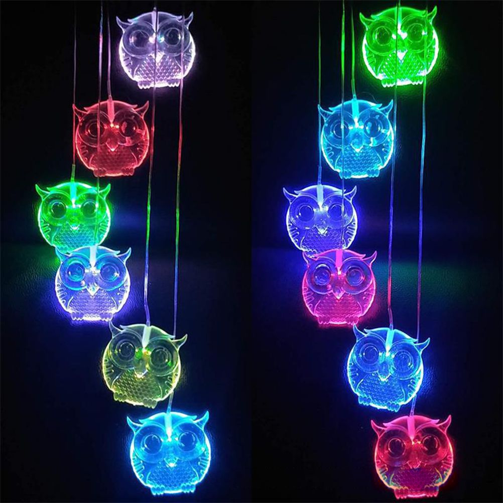 Owl Solar Wind Chime Light Waterproof Color Changing Outdoor Solar Garden Decorative Lights for Mother Day Mom Birthday Yard Garden Decoration