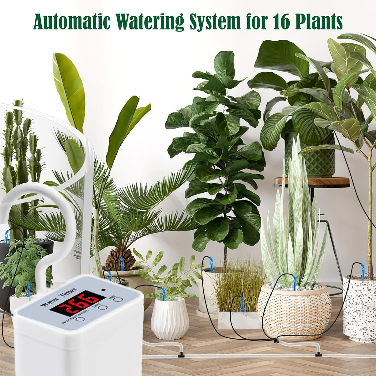 Smart Automatic Plant Watering Drip Irrigation System with Timer, Rechargeable Battery, Dual Spray & Drip Modes, Ideal for Indoor Potted Plants, Balcony Gardens, and Vacation Care (Water For 8 Plants)