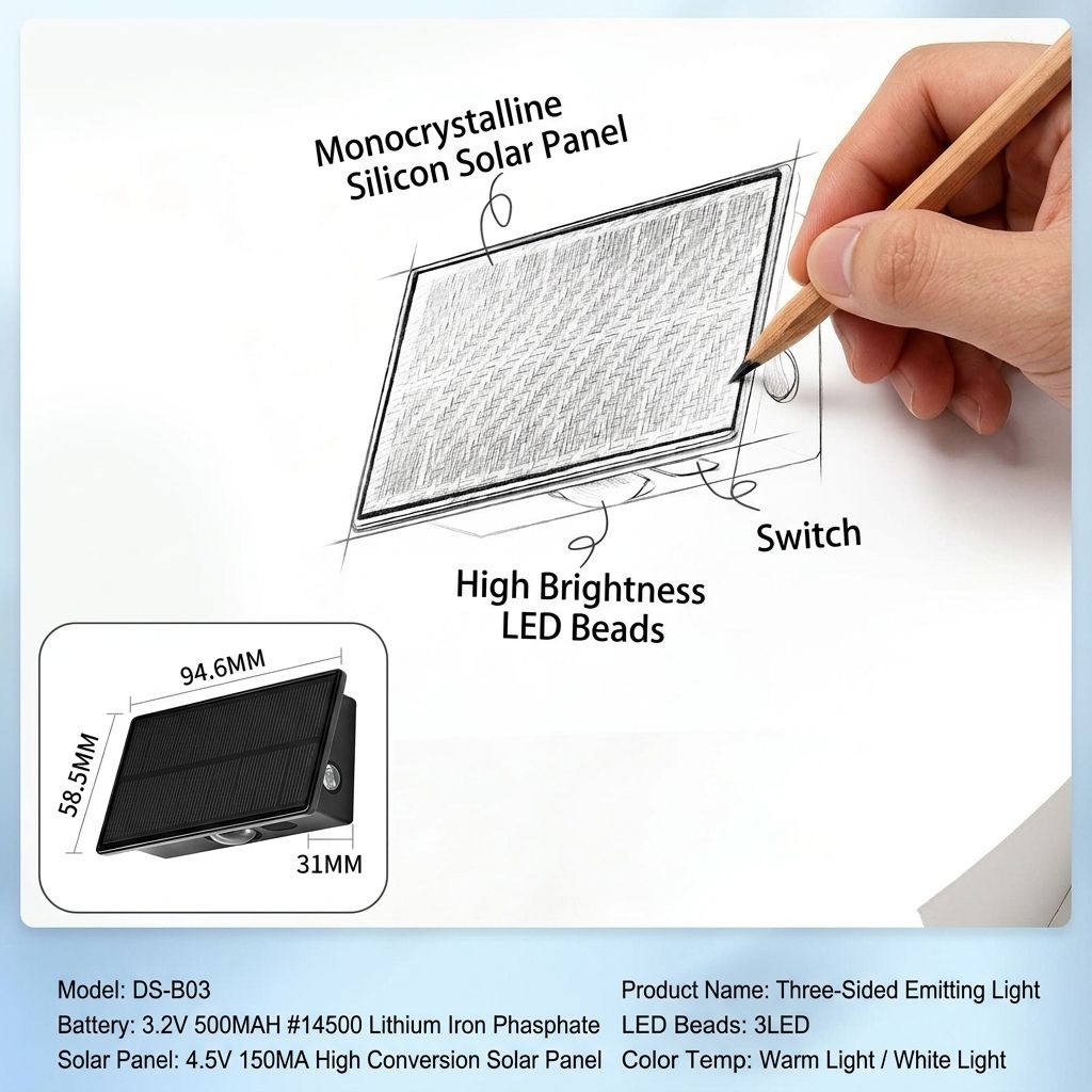 Solar Powered Outdoor Wall Light with Triple-Sided Glow, 5 Lighting Modes, Dusk-to-Dawn Auto On/Off, Weatherproof LED Accent Lamp for Patio, Fence, Staircase, and Garden Wall Decor (12PCS, Cool White)