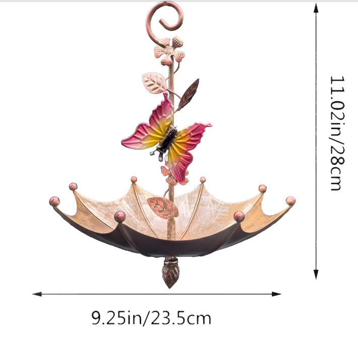 Butterfly Charming Hanging Umbrella Bird Feeder - Decorative Outdoor Garden Accent